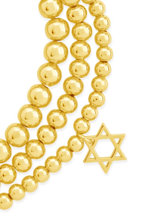 Sterling Forever 14k Plated Star Of David Set Bracelet In Gold