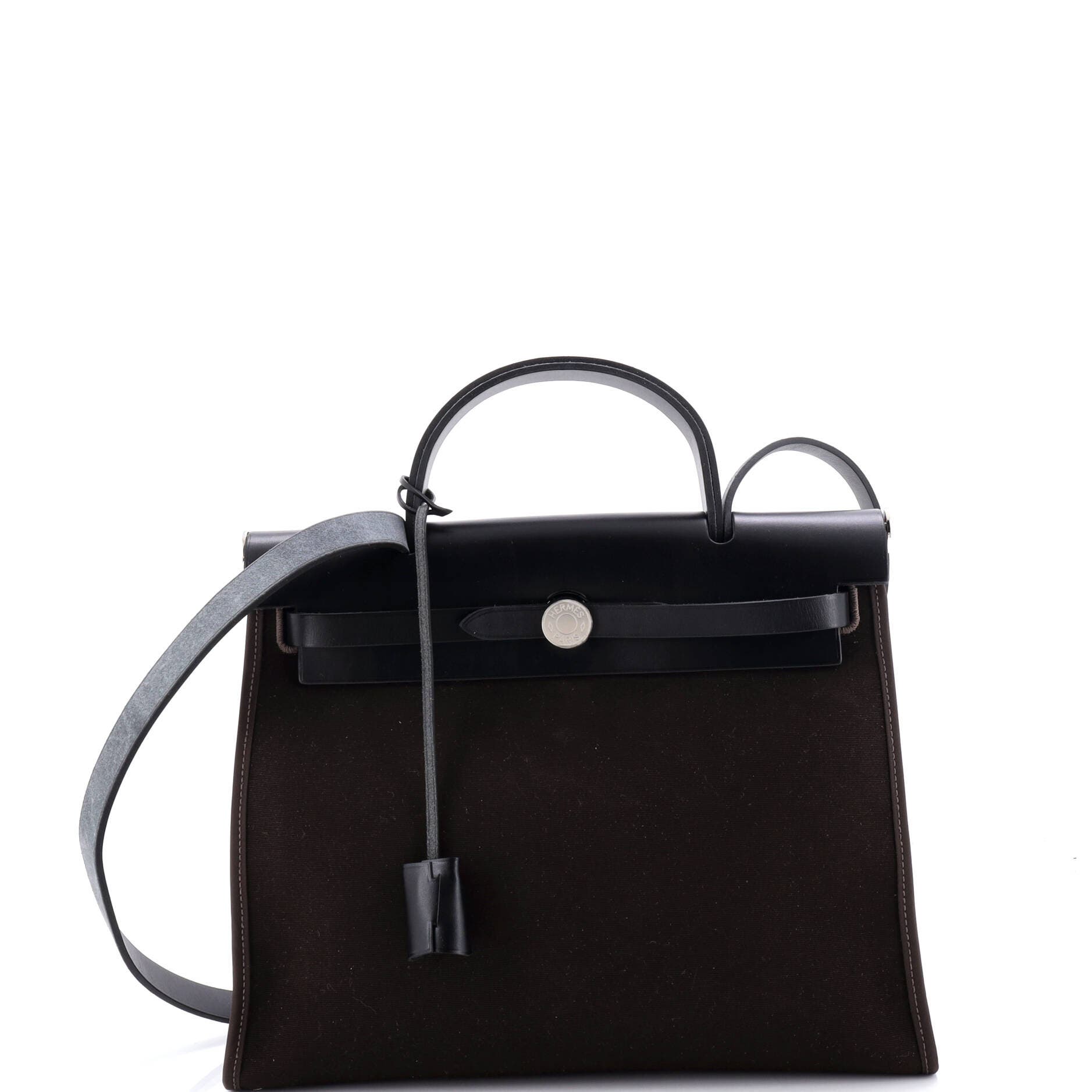 Pre-Owned Hermes Herbag Zip Leather and Toile 31, Main, color, 