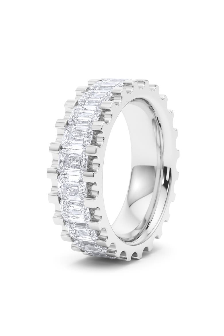 Emerald Lab Grown Diamond Channel Ring, Alternate, color, 18K WHITE GOLD