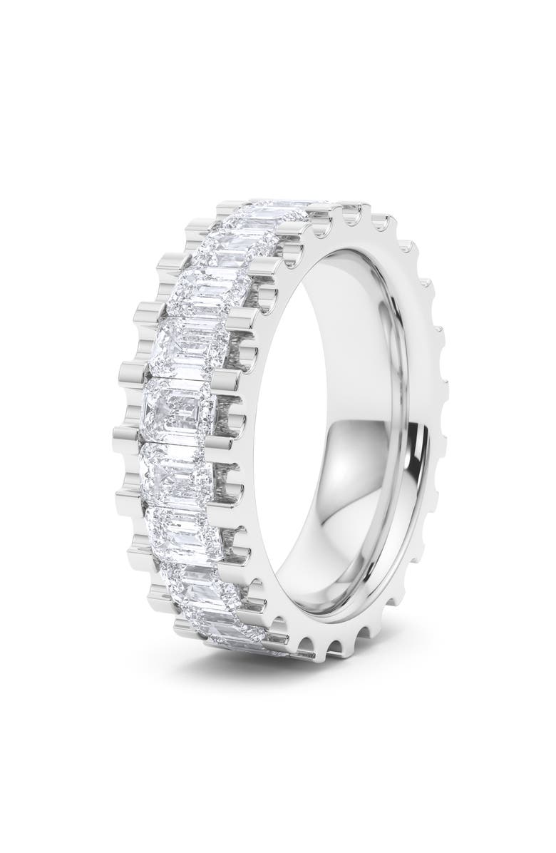 HauteCarat Emerald Lab Grown Diamond Channel Ring, Alternate, color, 18K White Gold