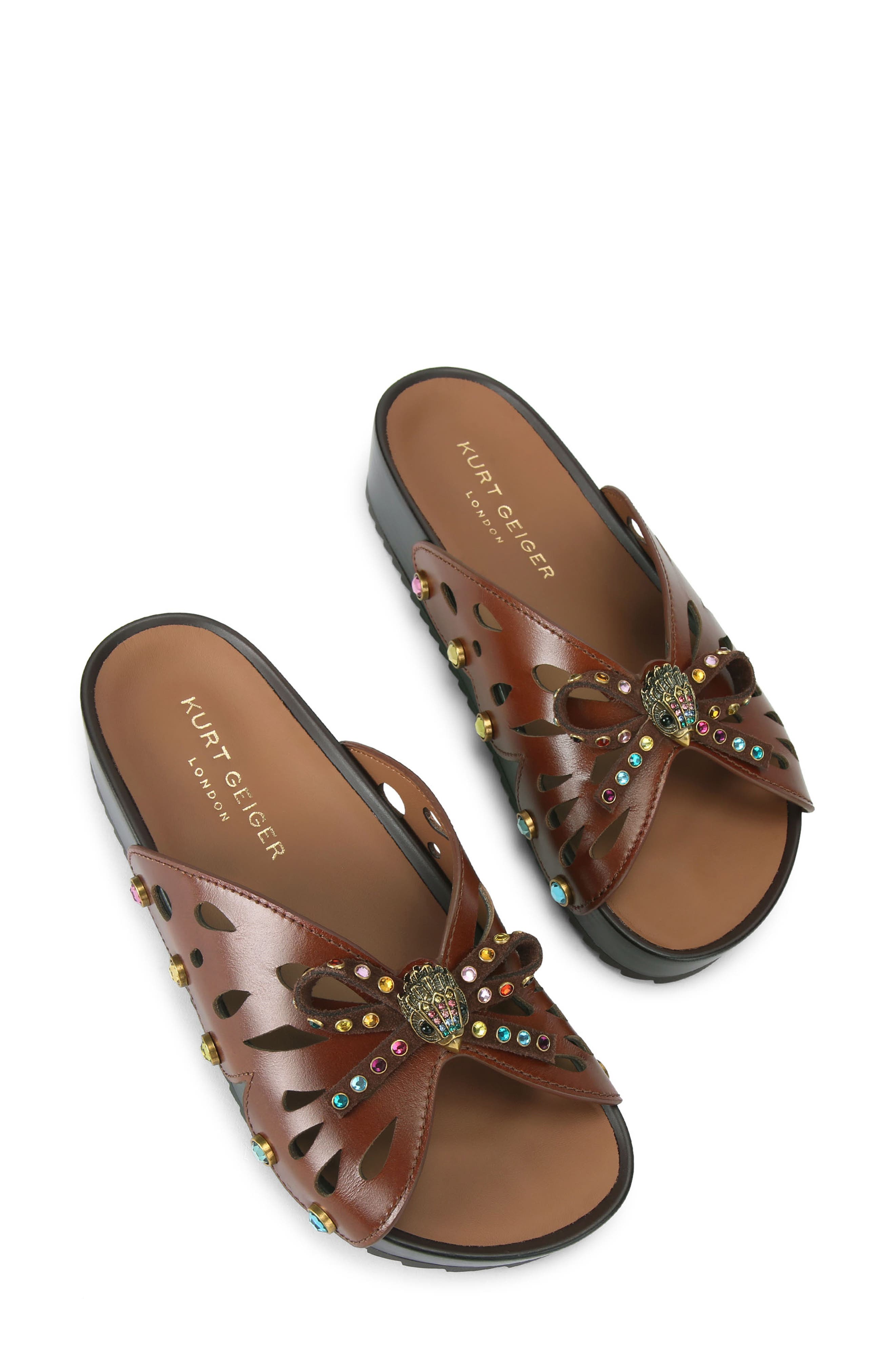 Kurt Geiger London Boho Butterfly Flatform Sandal, Alternate, color, Brown