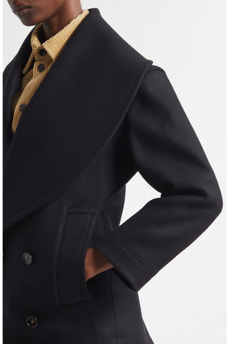 Stretch Wool Blend Felt Double Breasted Coat, Alternate, color, 1000 BLACK