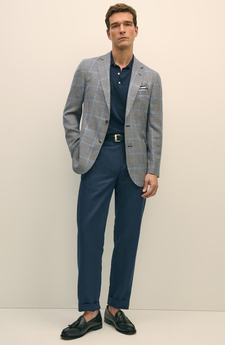 Brooks Brothers Plain Front Linen & Cotton Pants, Alternate, color, Mood Indigo