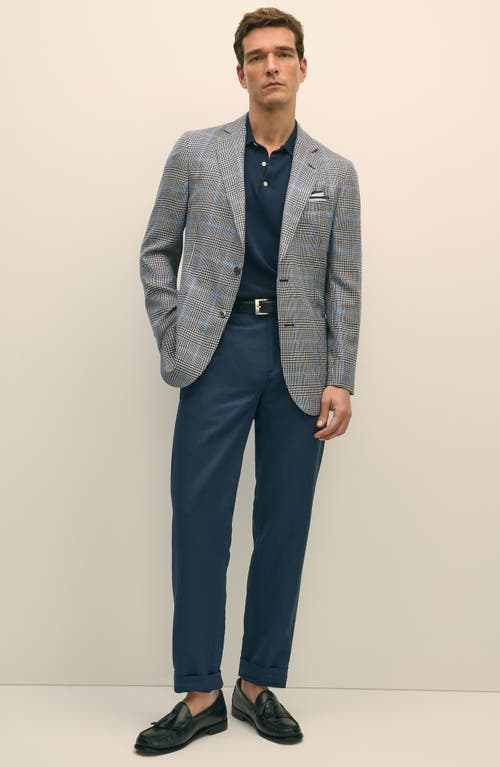 Brooks Brothers Flat Front Linen & Cotton Twill Chinos In Mood Indigo