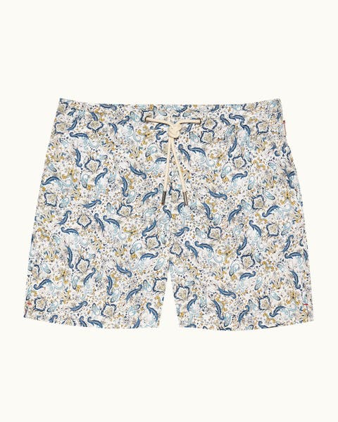 Bulldog Drawcord Mid-Length Classic Fit Drawcord Swim Shorts with Fairground Print