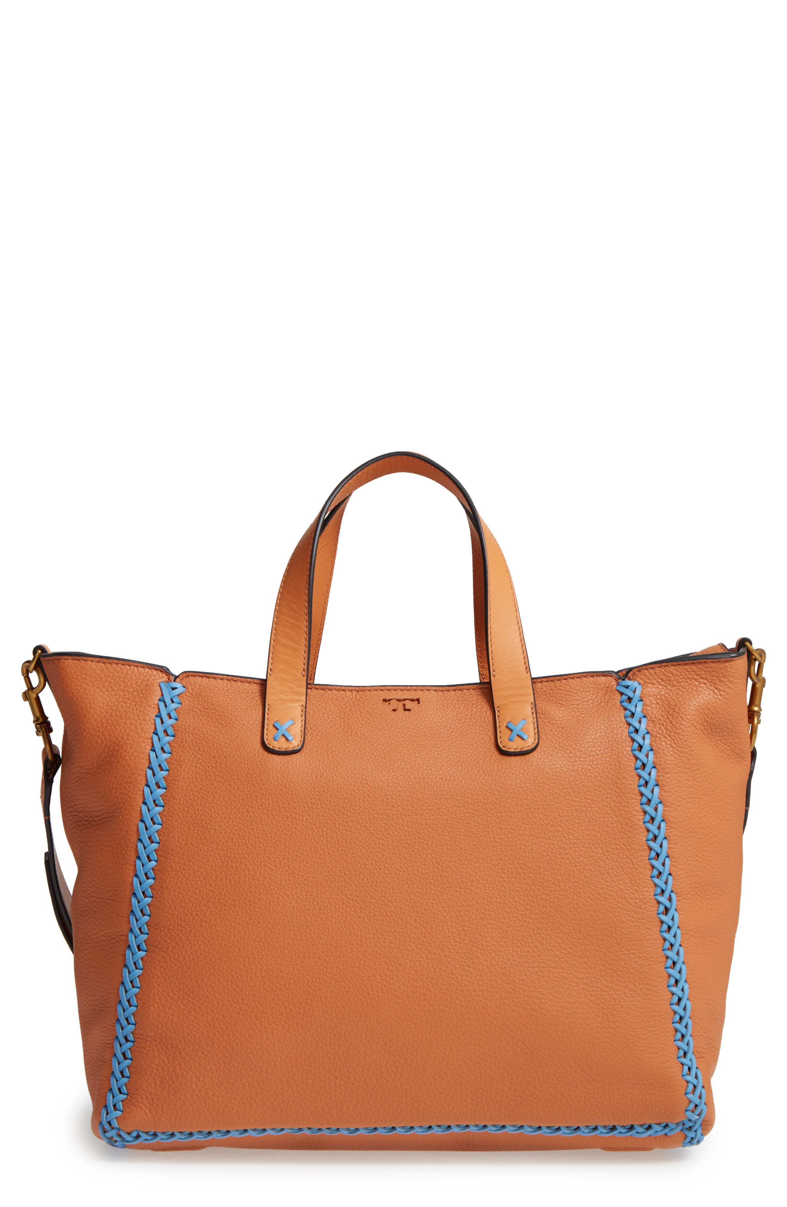 Tory Burch Medium Whipstitch Leather Tote, Main, color, 