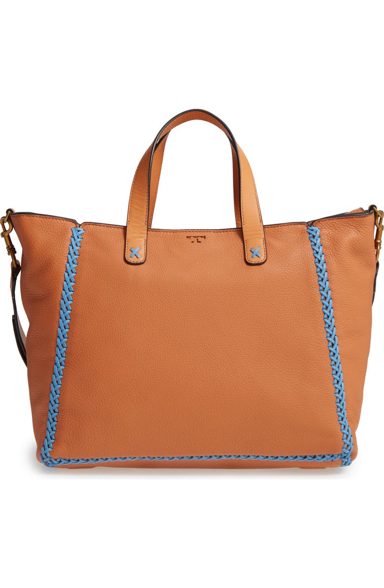 Tory Burch Medium Whipstitch Leather Tote, Main, color,