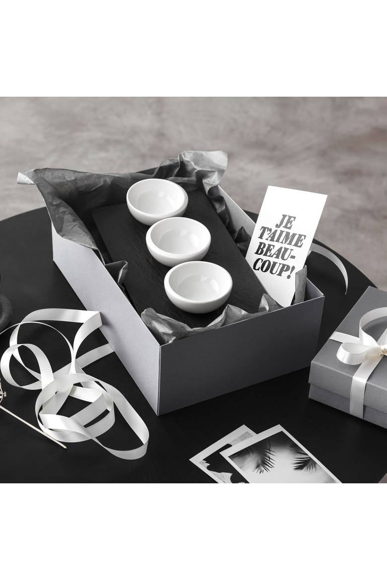 NewMoon Dip Bow & Tray Set  4 pieces, Alternate, color, white,black