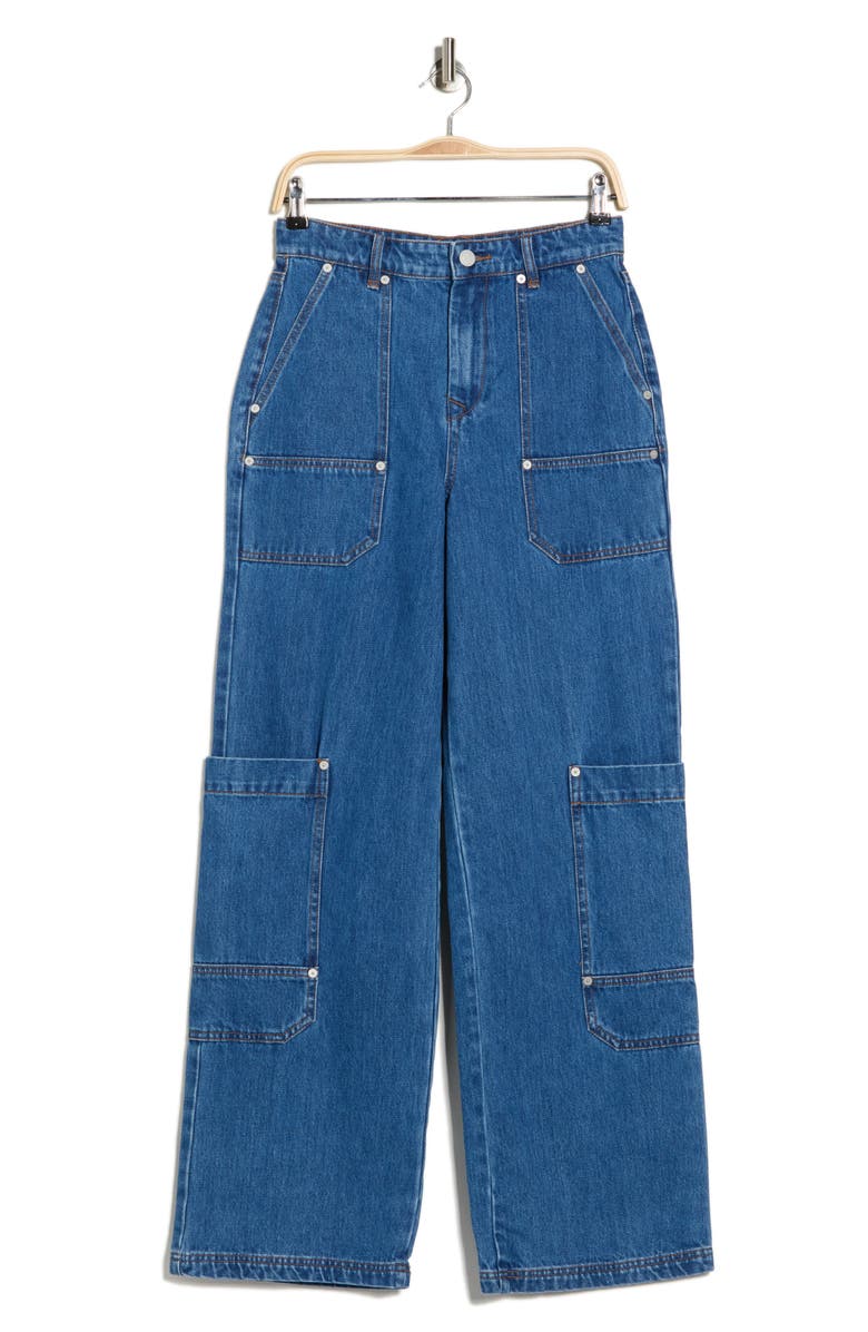 BLANKNYC Utility Wide Leg Nonstretch Cotton Jeans, Alternate, color, Hand Down