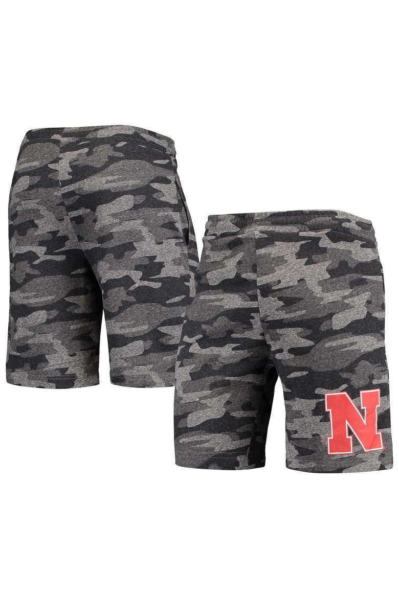 Men's Concepts Sport Charcoal/Gray Nebraska Huskers Camo Backup Terry Jam Lounge Shorts, Main, color, Charcoal