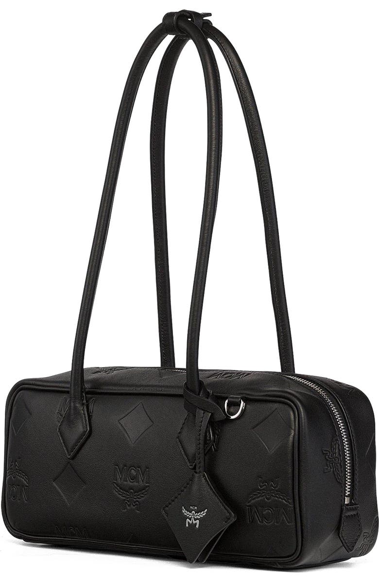 MCM Small Aren East West Shoulder Bag in Maxi Monogram Leather, Alternate, color, Black
