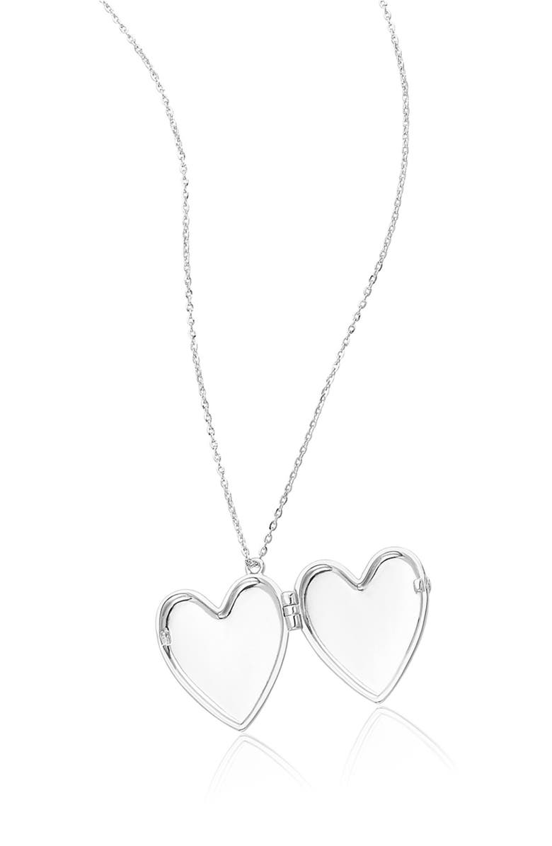 Adornia 14K Gold Plated Heart Locket Pendant Necklace, Alternate, color, Silver