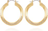 Vince Camuto Crystal Accent Sculpted Gold- Hoop Earrings