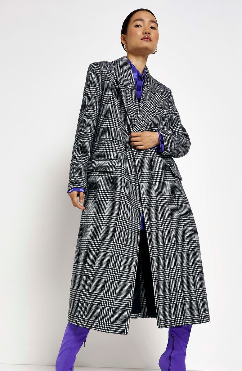 River Island '80s Straight Double Breasted Coat, Alternate, color, 