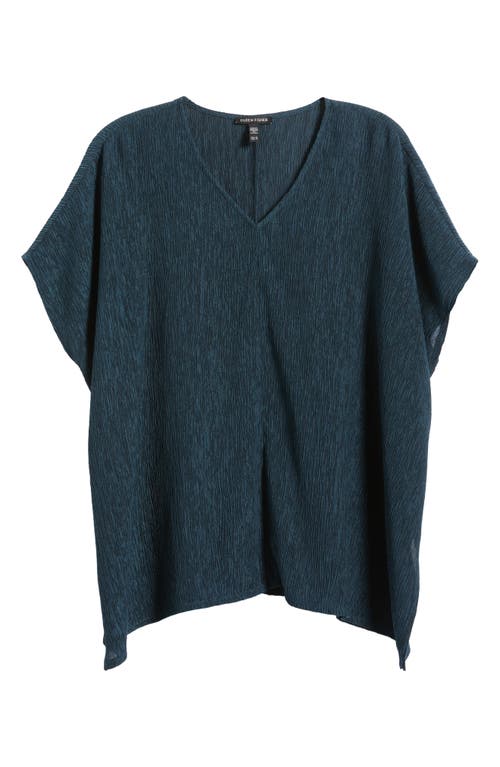 Eileen Fisher V-neck Boxy Tunic Top In Green