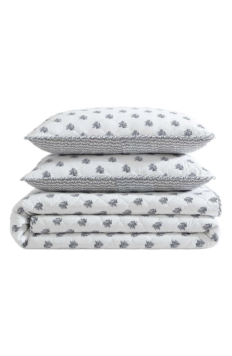 Nautica Coral Beach Cotton Quilt Set, Main, color, White/ Blue