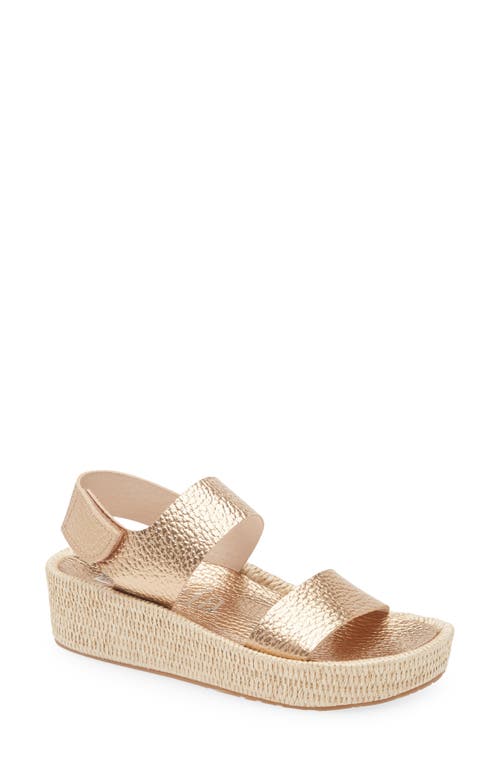 Shop Pedro Garcia Lacey Wedge Sandal In Cava Cervo Lame-tejido Raffia