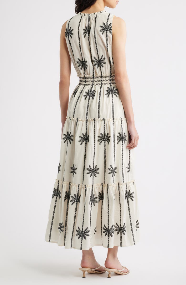 Rails Loulou Embroidered Sleeveless Cotton Maxi Dress, Alternate, color, Embroidered Palms