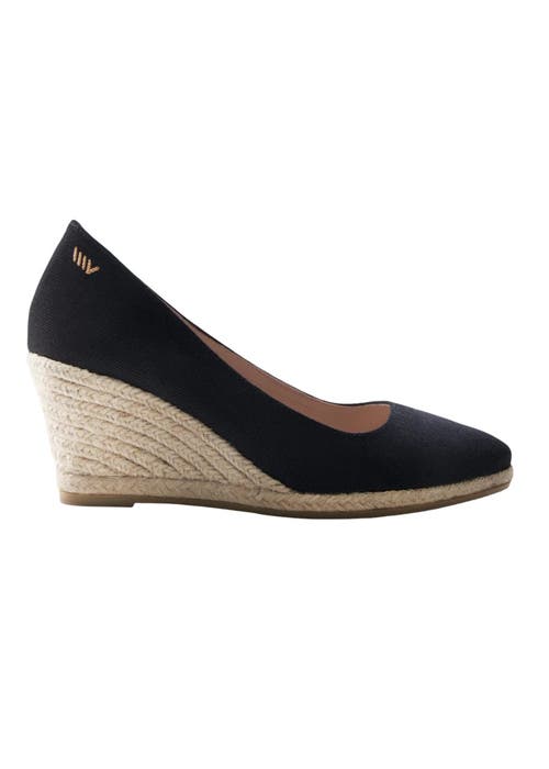 Viscata Roses Canvas U Cut Espadrille Wedges In Black