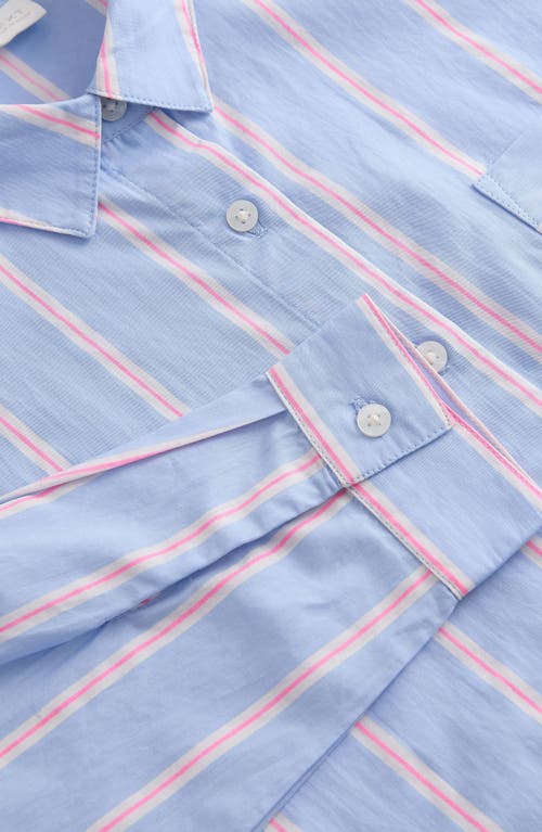 Next Kids' Stripe Oversize Cotton Button-up Shirt In Blue