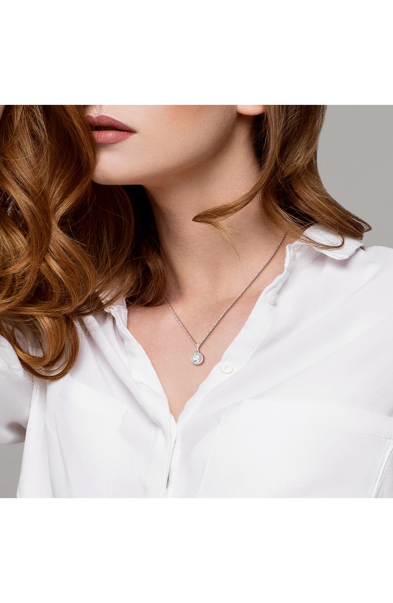 Created Forever Lab-Grown Diamond Halo Pendant Necklace - 0.9ct., Alternate, color, 