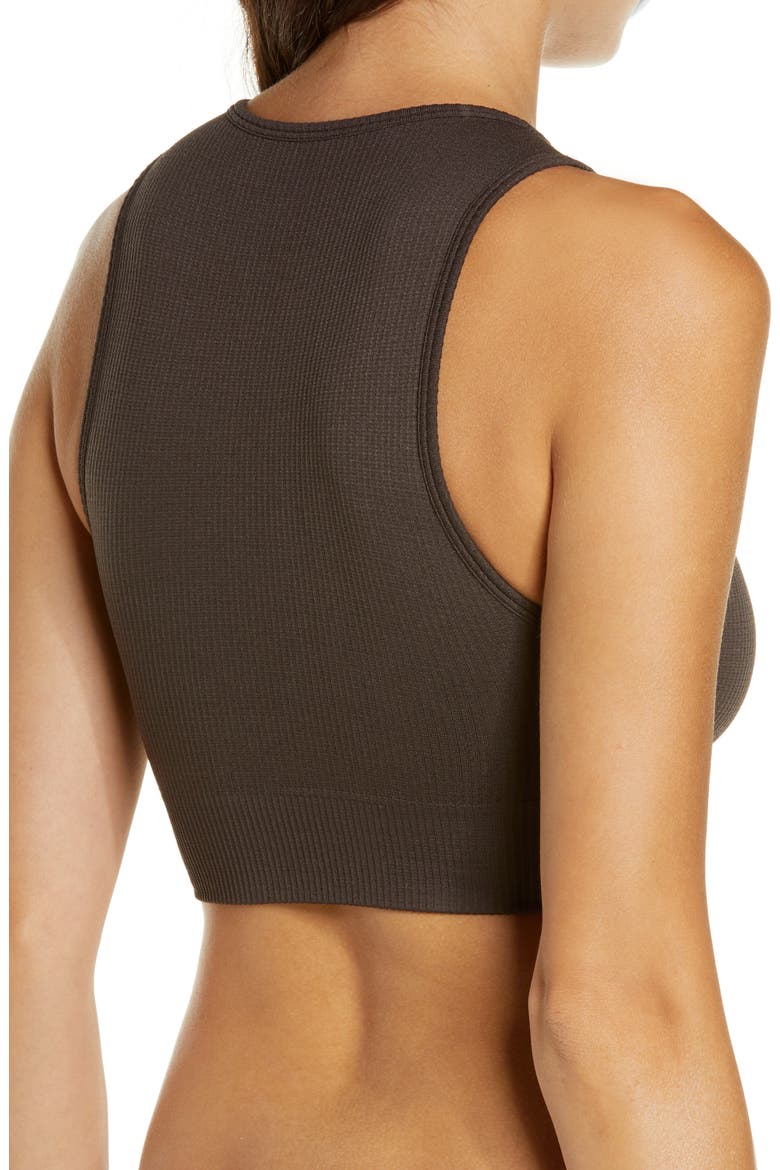 Stretch Rib High Neck Bralette, Alternate, color, SOOT