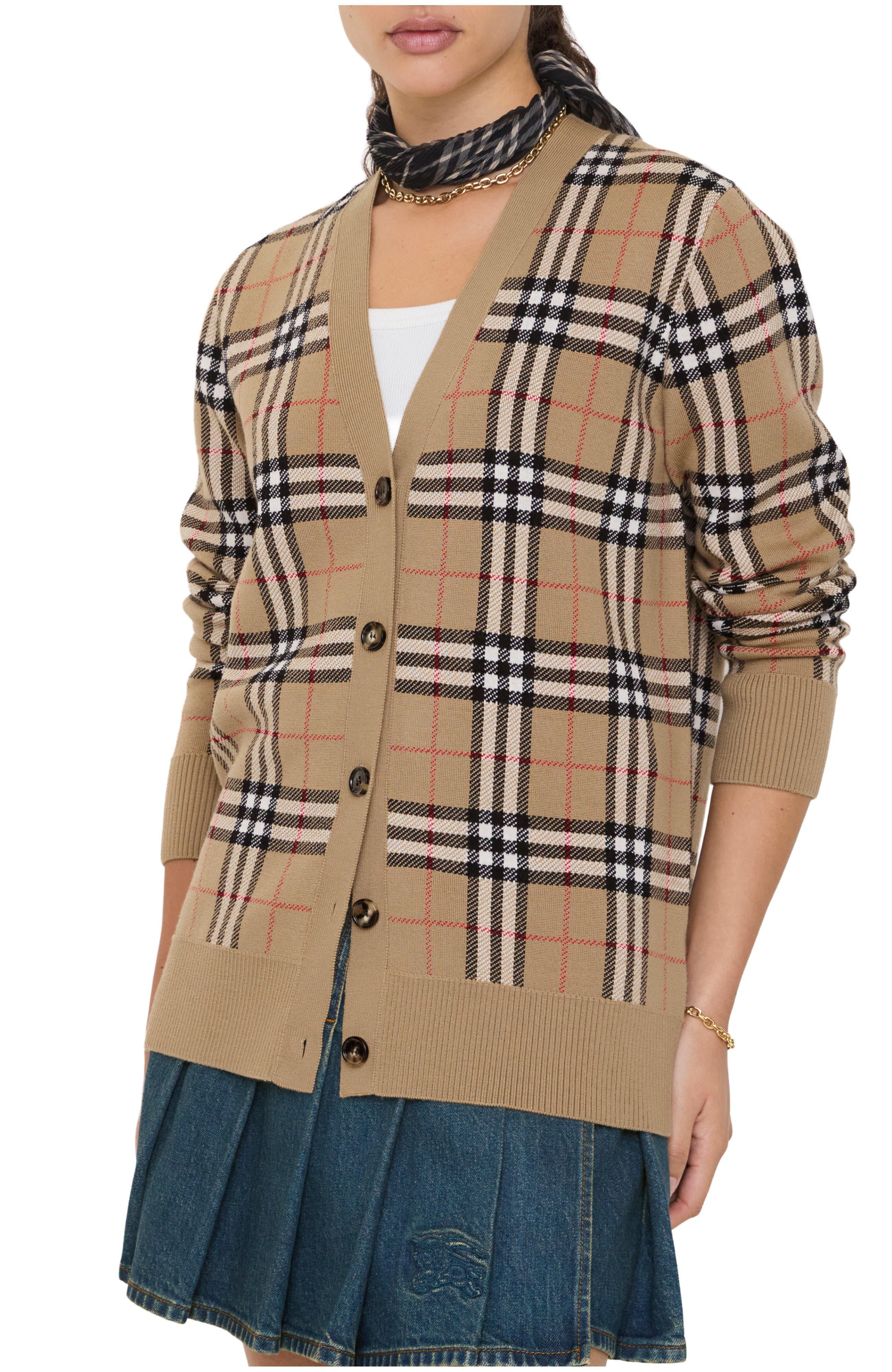 Check Cotton Wool Cardigan