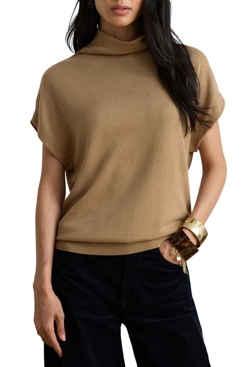 Mock Neck Sweater, Main, color, CAMEL BEIGE