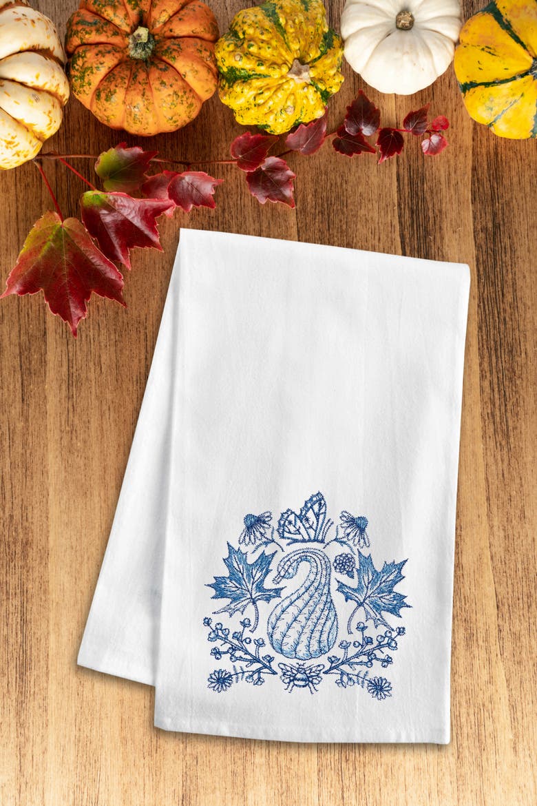 Blue Harvest Gourd Design Dishtowel, Alternate, color, Blue