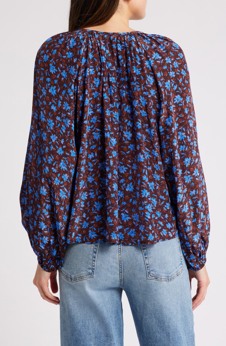 Rails Indi Floral Cotton Balloon Sleeve Top, Alternate, color, Russet Camellia