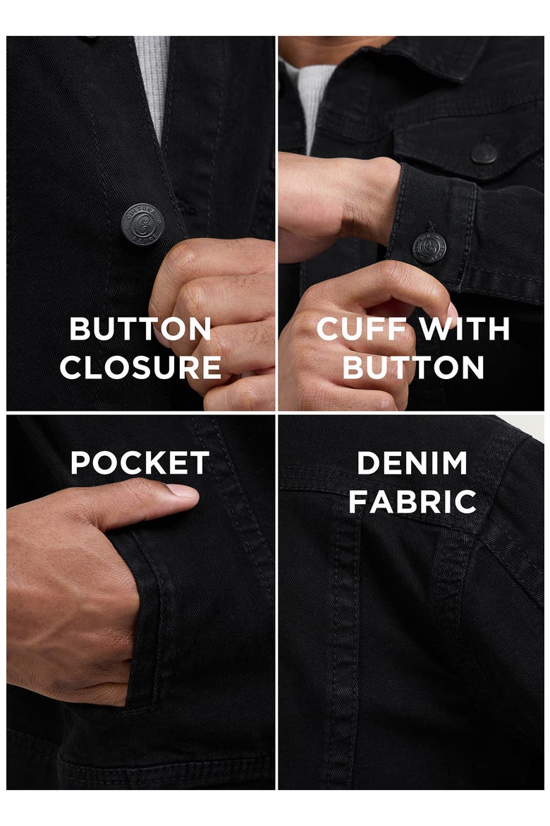 Saddle Stitch Denim Jacket, Alternate, color, BLACK