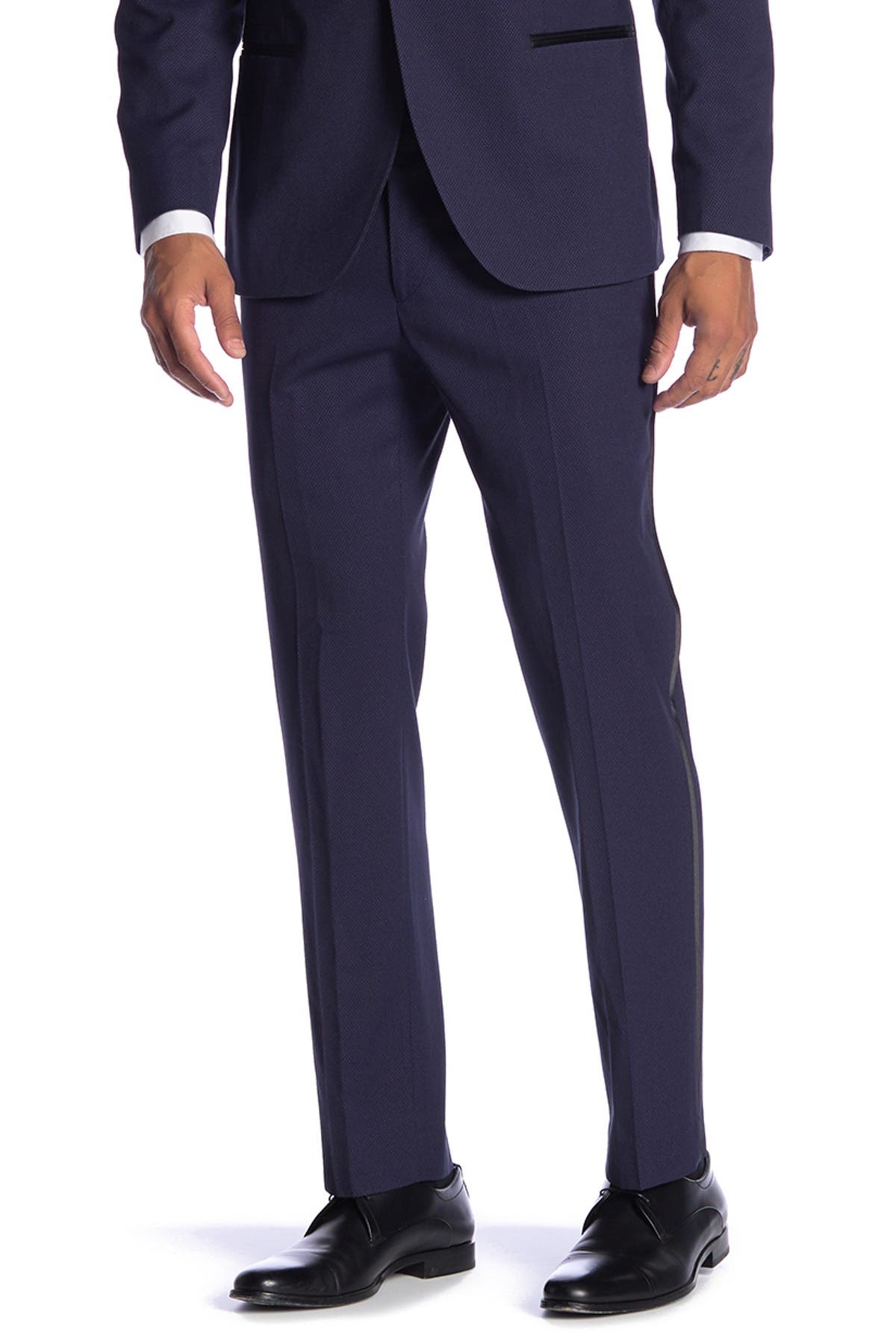 SAVILE ROW CO Essex Purple Slim Fit Tuxedo Pants - 30-34" Inseam