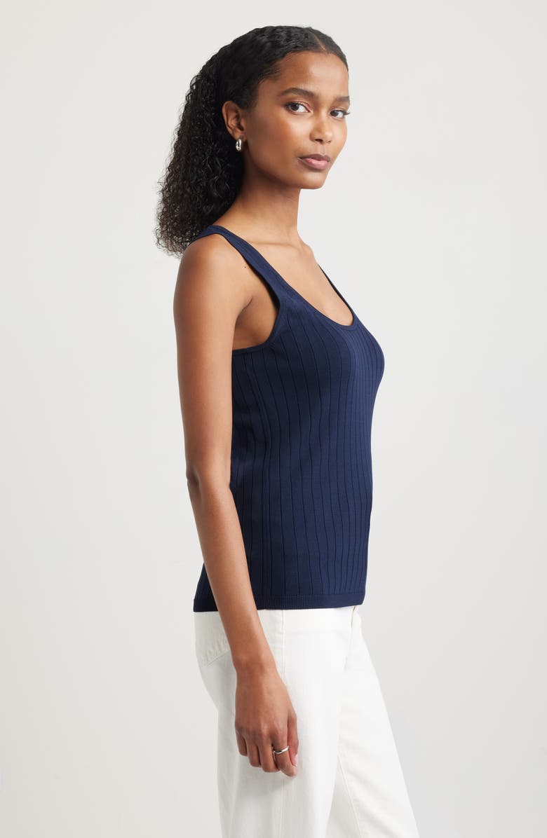 Nordstrom Slim Scoop Neck Rib Tank, Alternate, color, Navy Night