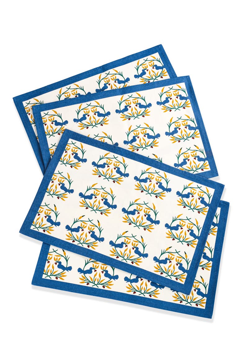 Scarlet Set of 4 Placemats, Main, color, BLUE/ YELLOW