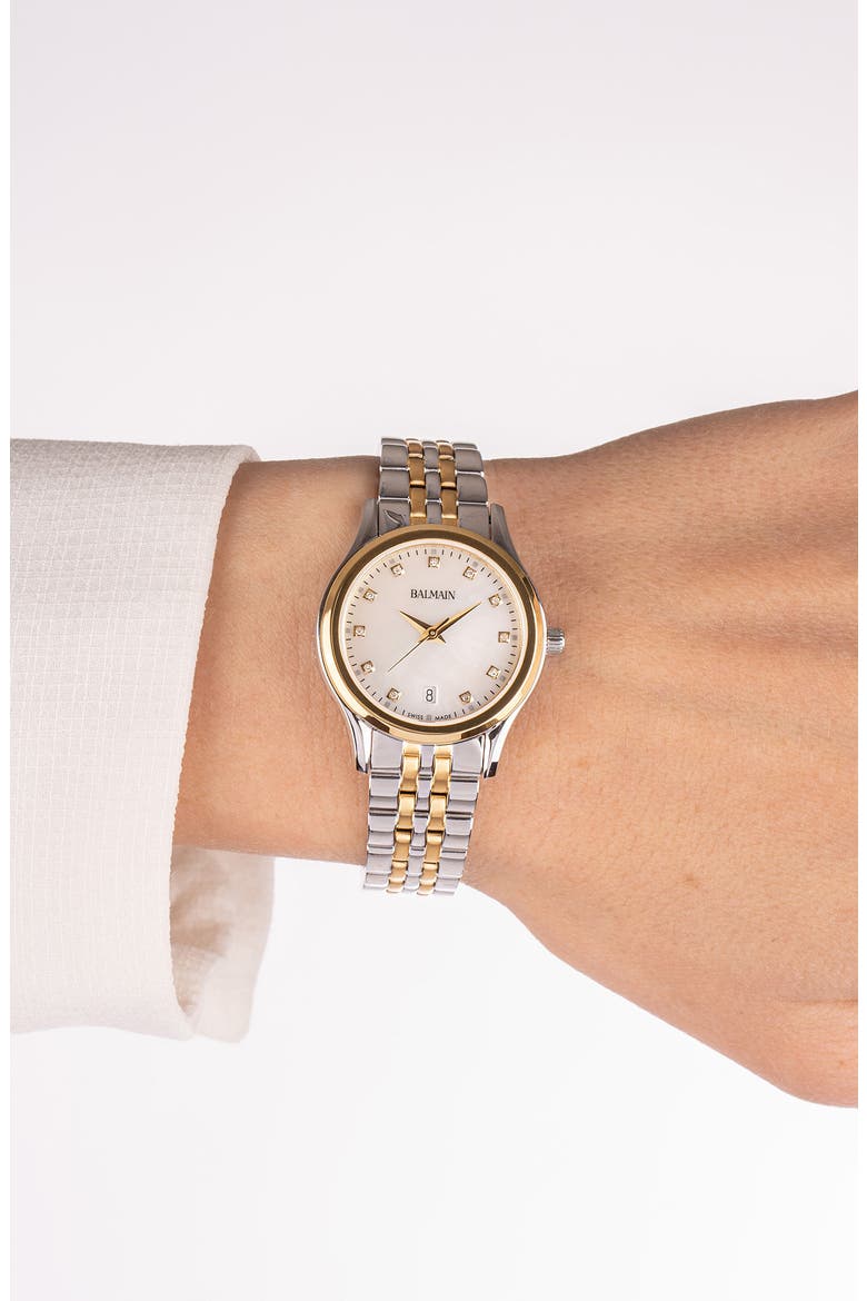 Beleganza Diamond Two-Tone Bracelet Watch, 27.5mm, Alternate, color, TWO TONE