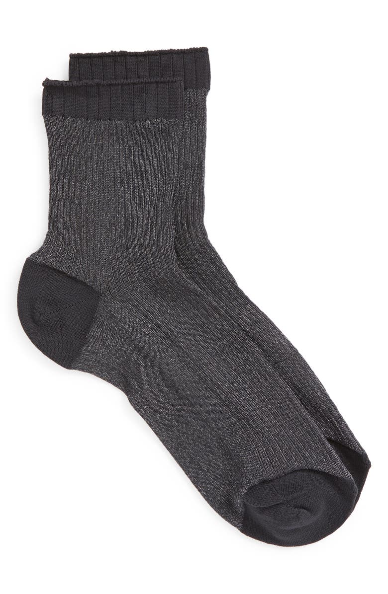 Nordstrom Sparkle Sheer Rib Quarter Socks, Alternate, color,