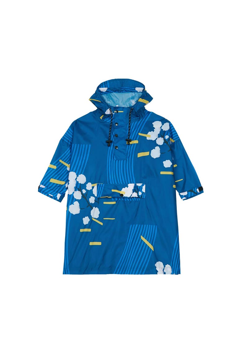 Kids Rain Poncho Japanese Blossom, Alternate, color, Blue