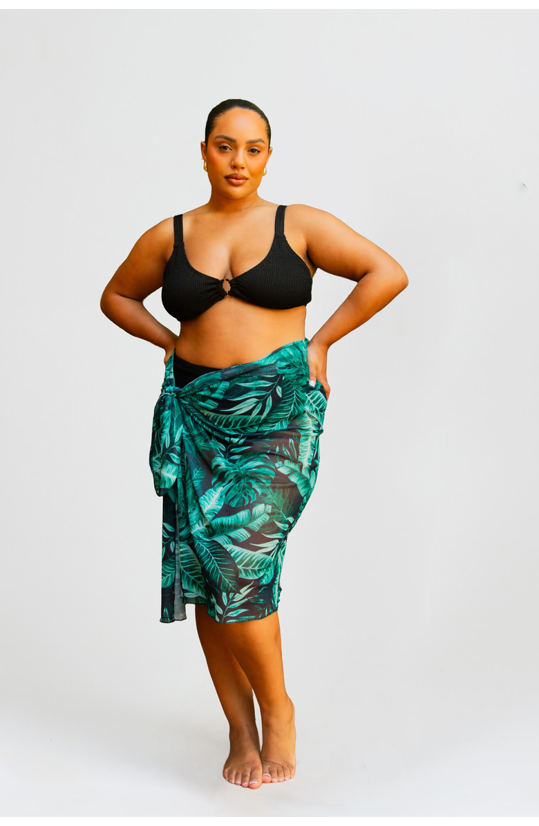 FASHION-SZN CURVE Curve Print Beach Sarong, Main, color, Green