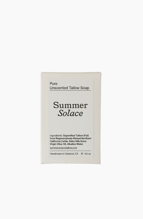 Summer Solace Tallow Pure Unscented Bar Soap Regenerative Tallow In Off-white