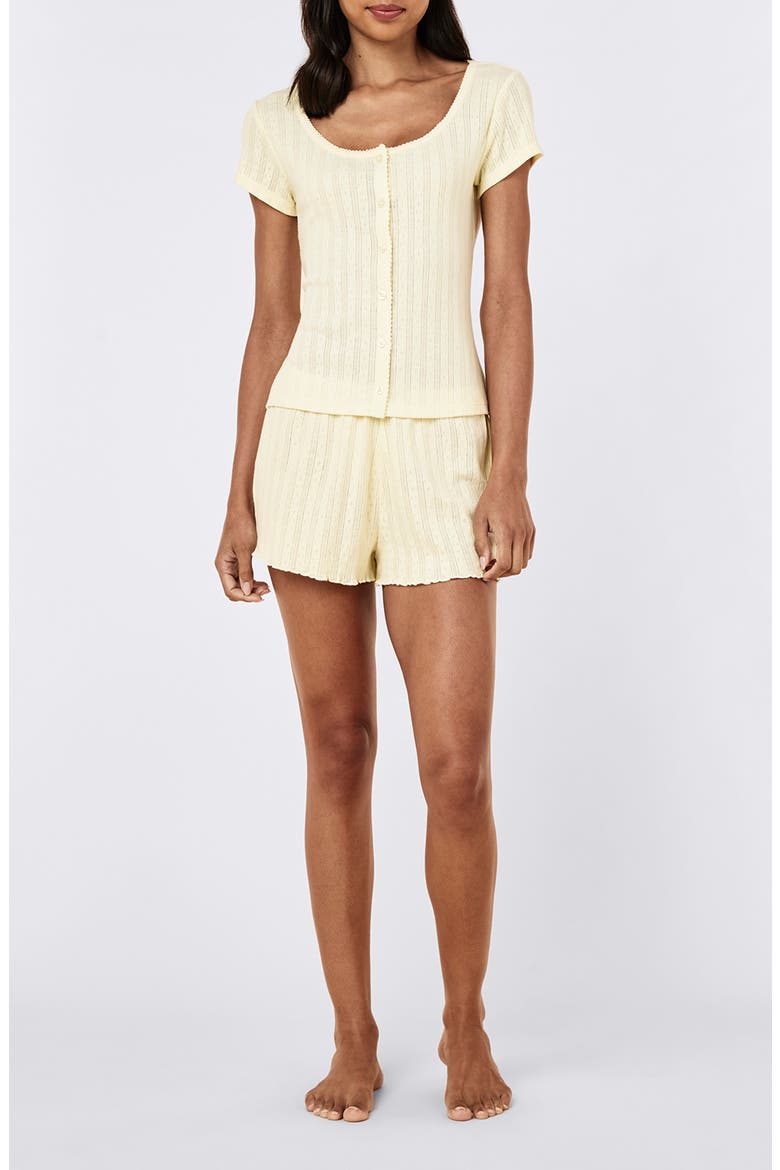 Imogen Cotton Pointelle Knit Pajama Top, Alternate, color, BUTTERCUP