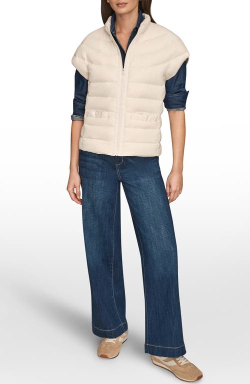 Donna Karan New York Cap Sleeve Mixed Media Down Jacket In Neutral