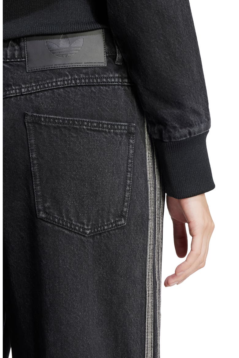 Adicolor 3-Stripes Denim Track Pants, Alternate, color, TRUE BLACK DENIM