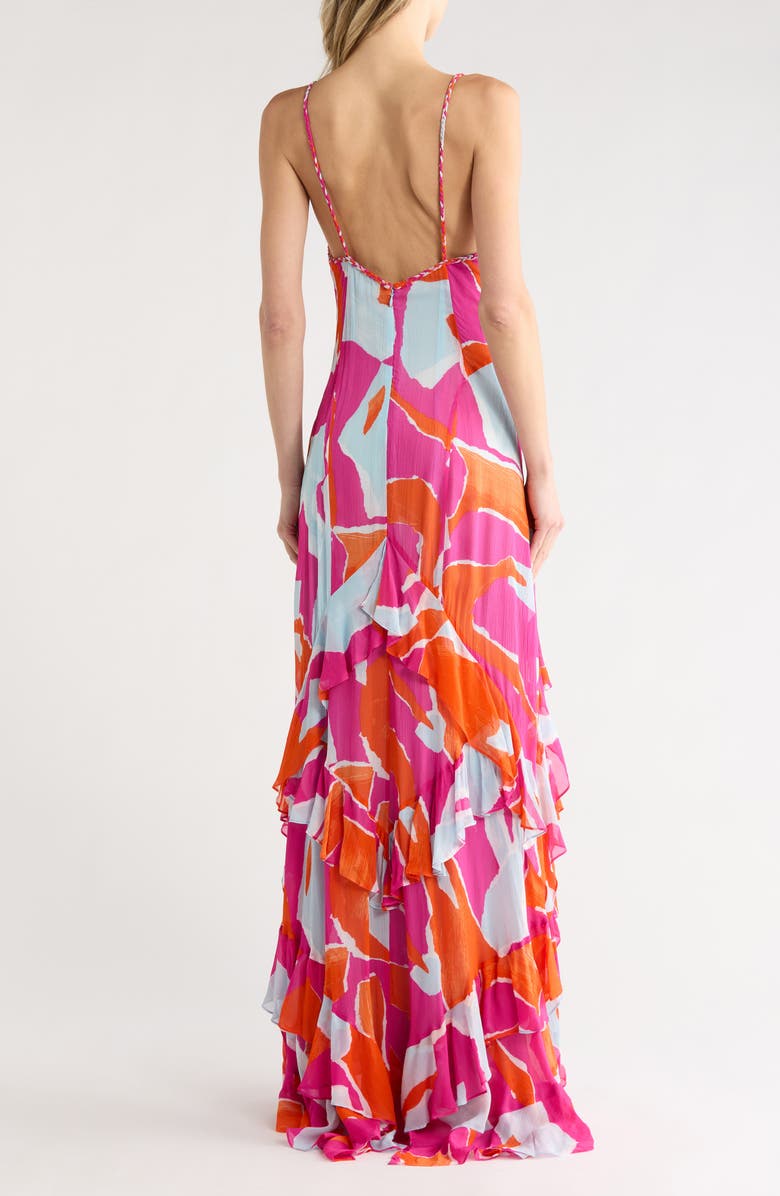 DVF Stella Ruffle Maxi Dress, Main, color, Island Camo Large Pink