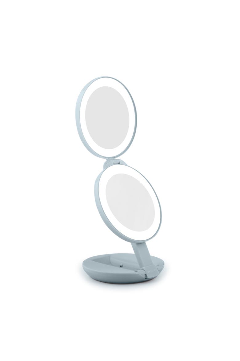 Lighted Travel Mirror with Magnification & Folding-to-Compact, Alternate, color, French Blue