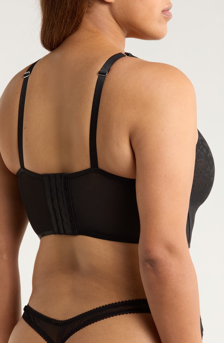 Curvy Couture No Show Lace Underwire Longline Bra, Alternate, color, Black