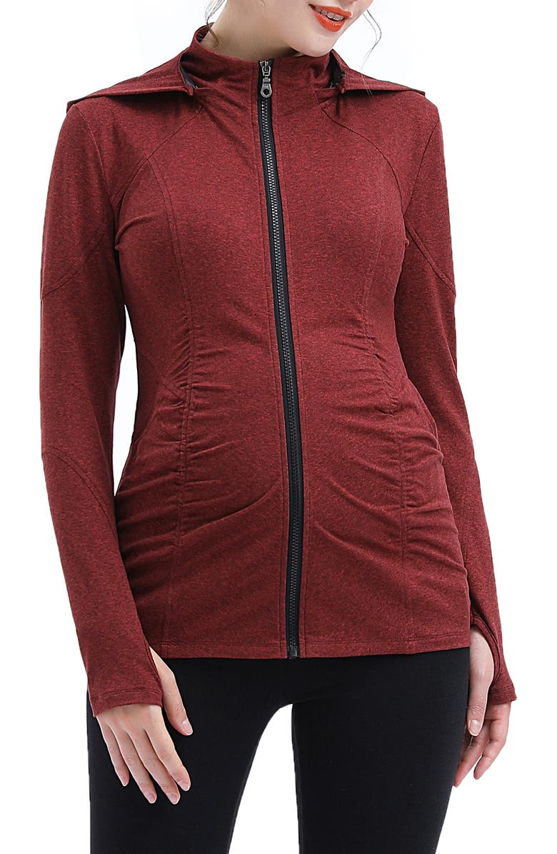 Kimi and Kai Jojo Performance Maternity Jacket, Main, color, Maple Red