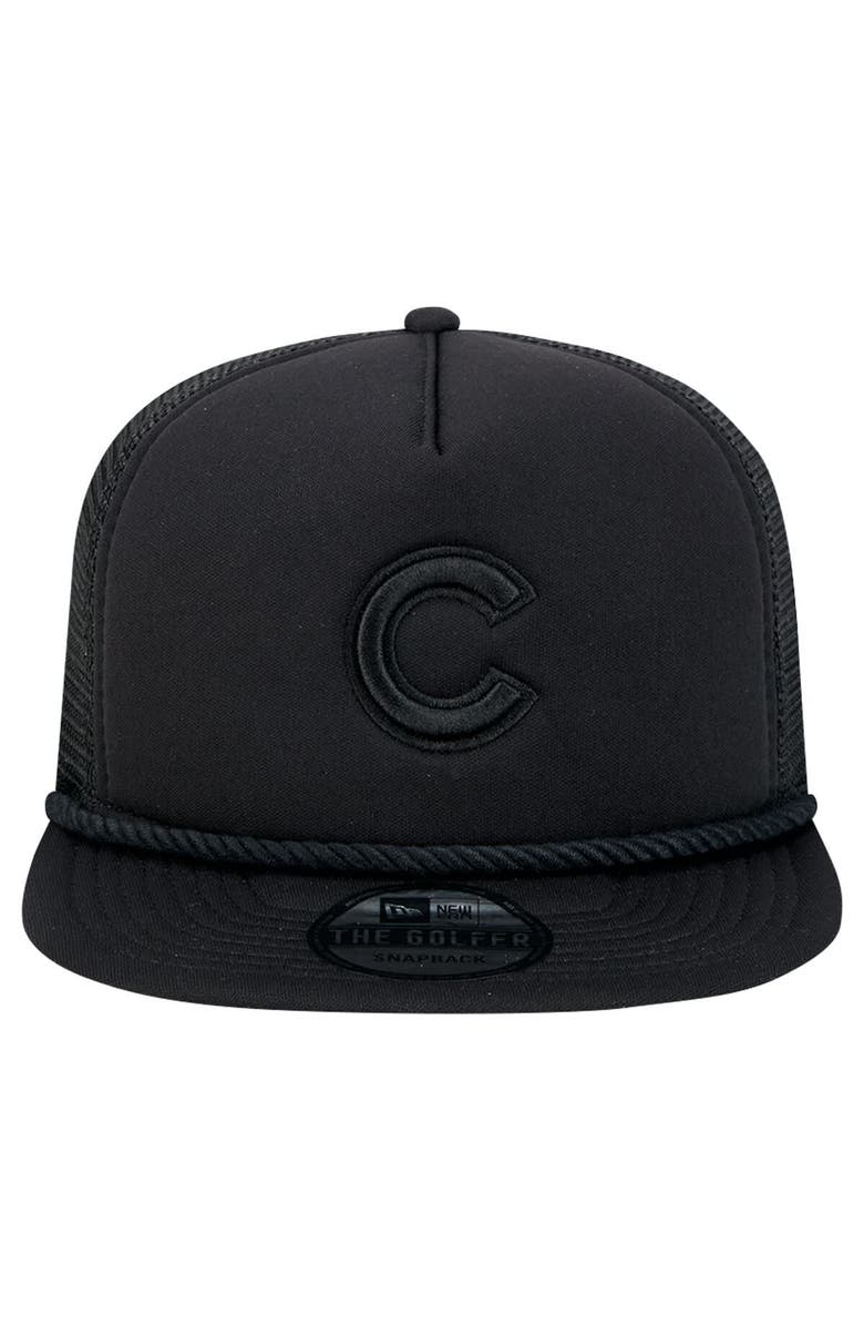 New Era Men's New Era Black Chicago Cubs Tone Foam Meshback Golfer Snapback Hat, Alternate, color,