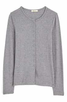 Textural Cutaway Crewneck Cardigan