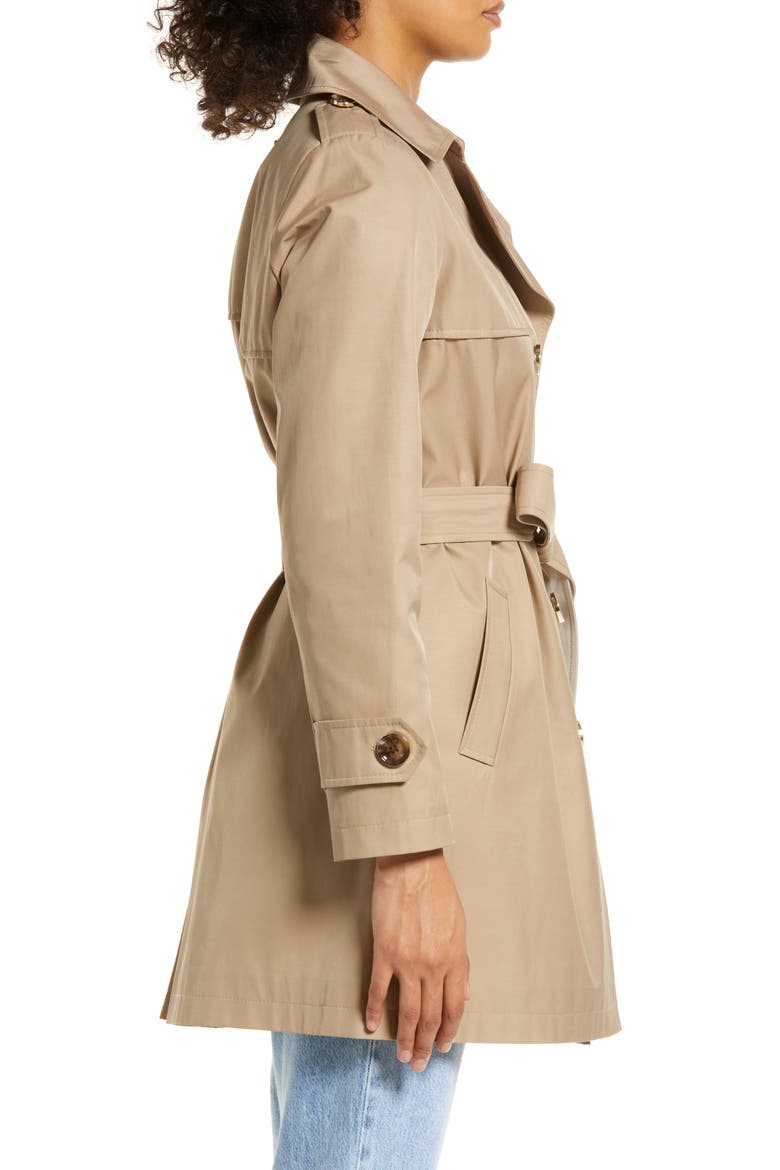 Water Repellent Tie Waist Cotton Blend Trench Coat, Alternate, color, BEIGE/ SAND