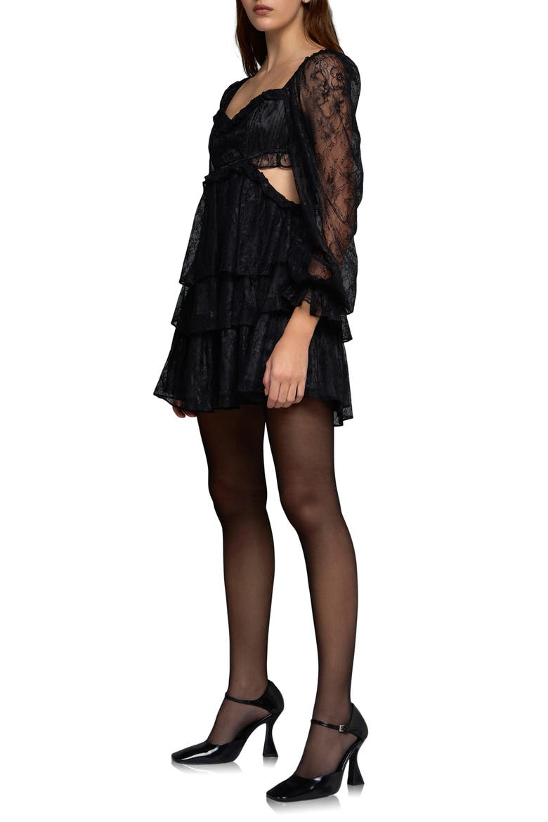 Premium Lace Cutout Minidress, Alternate, color, BLACK